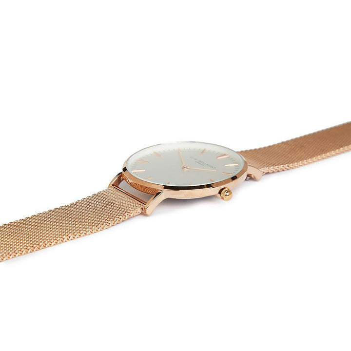 Personalised Own Handwriting Engraved Elie Beaumont Ladies Watch Rose Gold White Dial