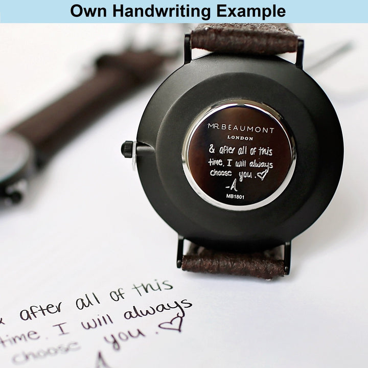 Personalised Own Handwriting Mr Beaumont Watch Brown With Black Face