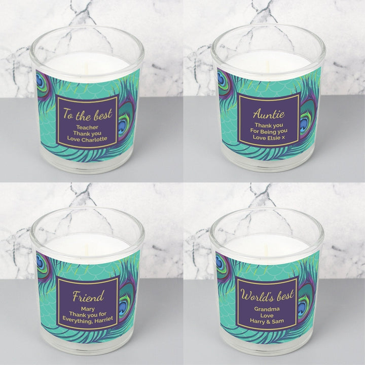 Personalised Peacock Scented Jar Candle
