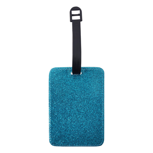 Personalised Photo Blue Glitter Luggage Tag