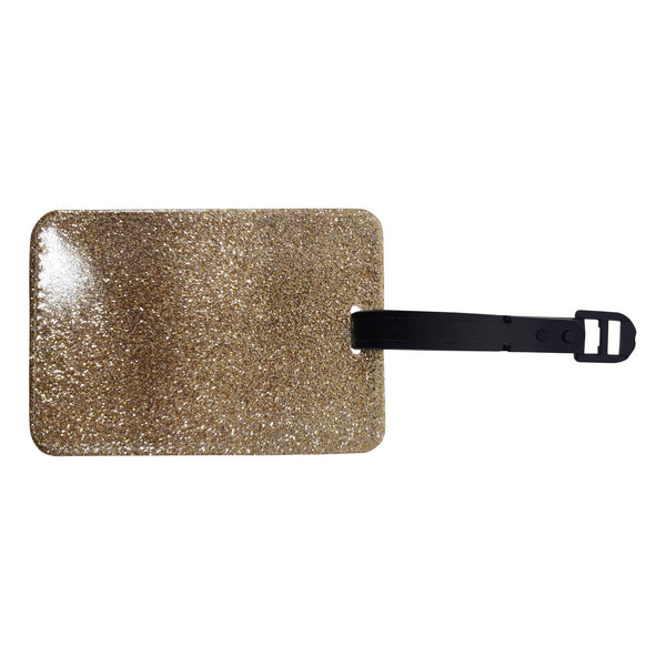 Personalised Photo Gold Glitter Luggage Tag