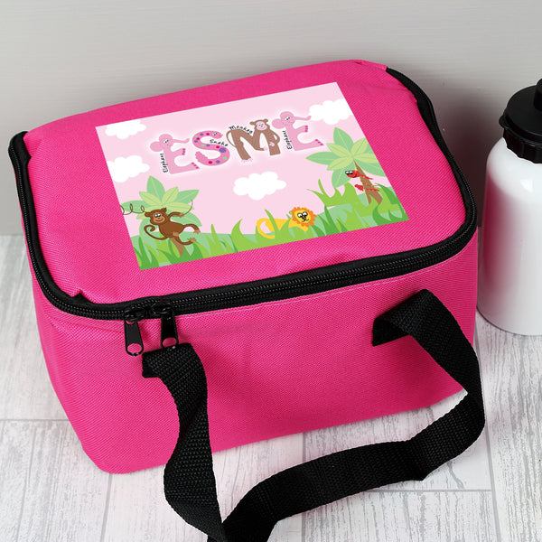 Personalised Pink Animal Alphabet Lunch Bag