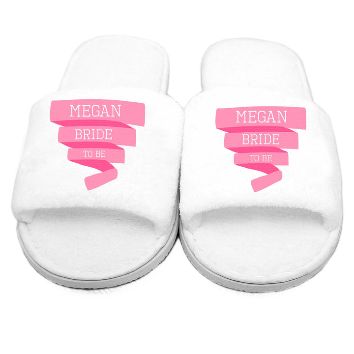 Personalised Pink Banner Velour Slippers