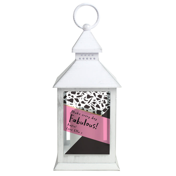 Personalised Pink & Black White Lantern