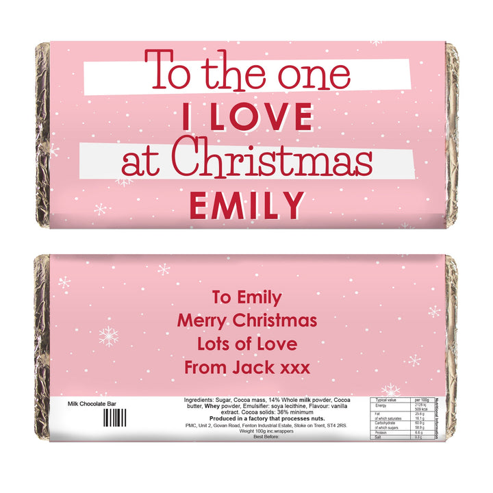 Personalised Pink Christmas Milk Chocolate Bar