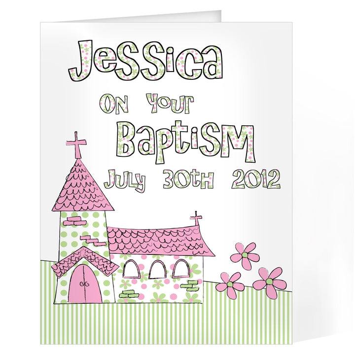 Personalised Pink Church Card