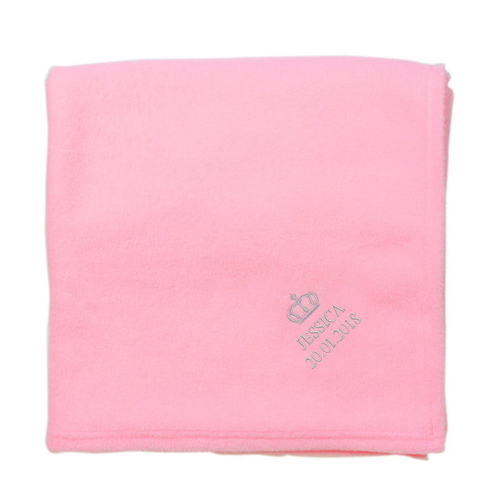 Personalised Pink Crown Baby Blanket