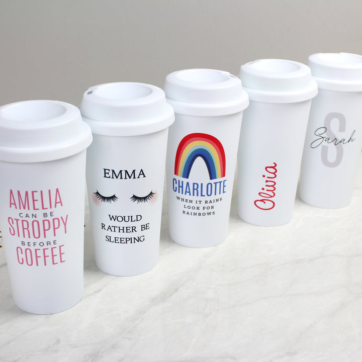 Personalised Pink Name Island Insulated Reusable Eco Travel Cup