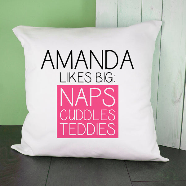 Personalised Pink This Baby Likes Cushion Cover