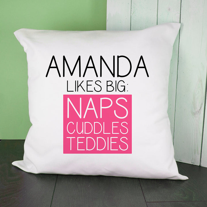 Personalised Pink This Baby Likes Cushion Cover