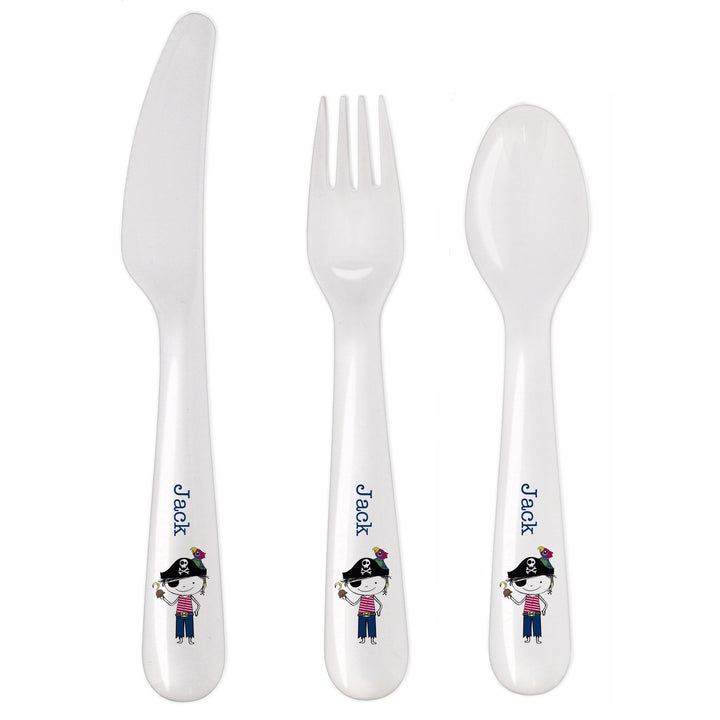 Personalised Pirate 3 Piece Plastic Cutlery Set