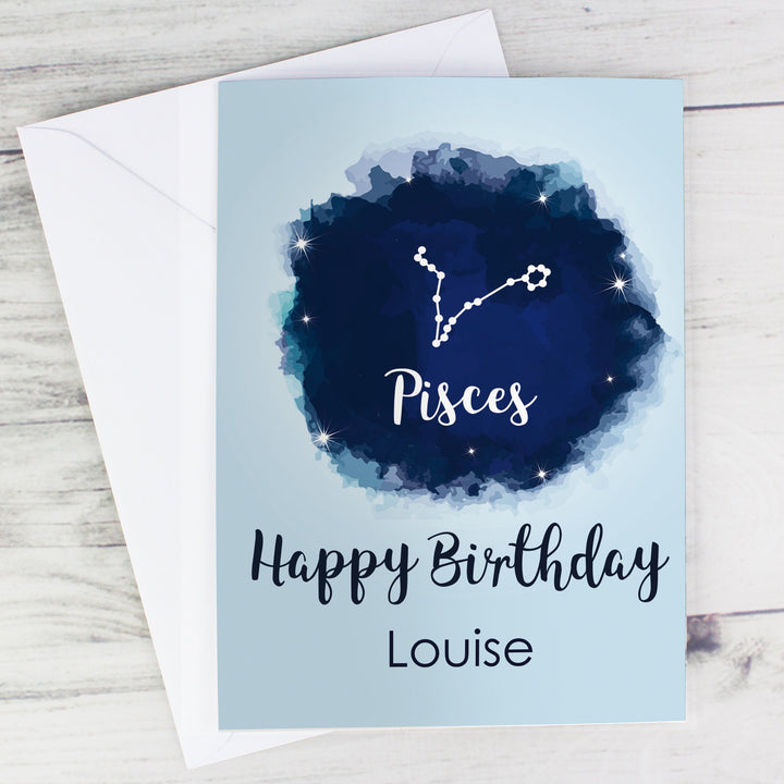 Personalised Pisces Zodiac Star Sign Card (February 19th - March 20th)