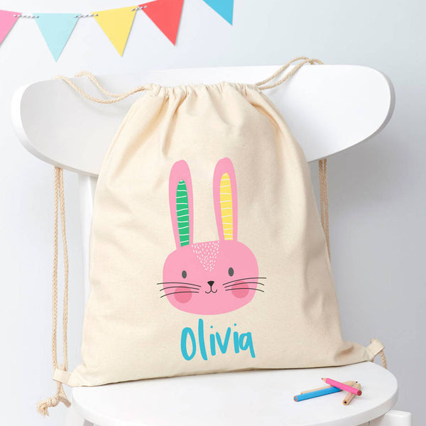 Personalised Rabbit Cotton Nursery Bag