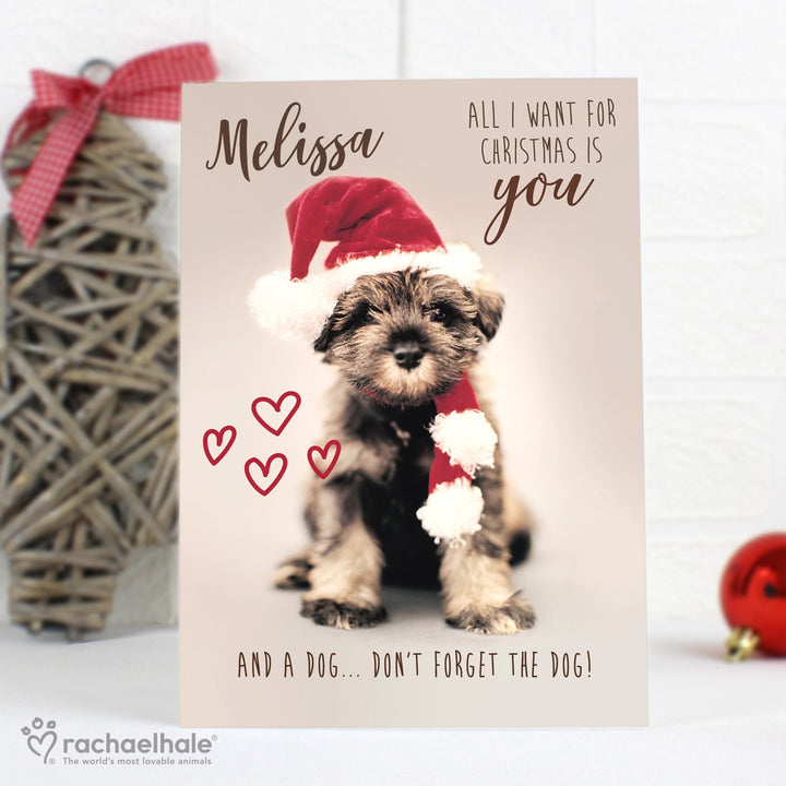 Personalised Rachael Hale 'All I Want For Christmas' Puppy Card