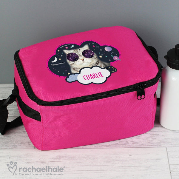 Personalised Rachael Hale Space Cat Pink Lunch Bag