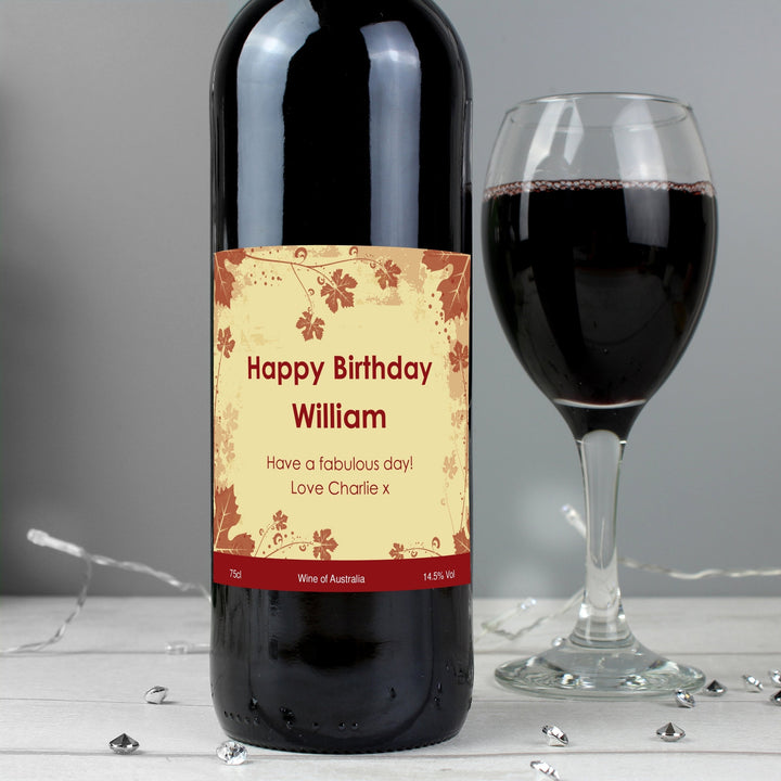 Personalised Red Wine Ivy Label