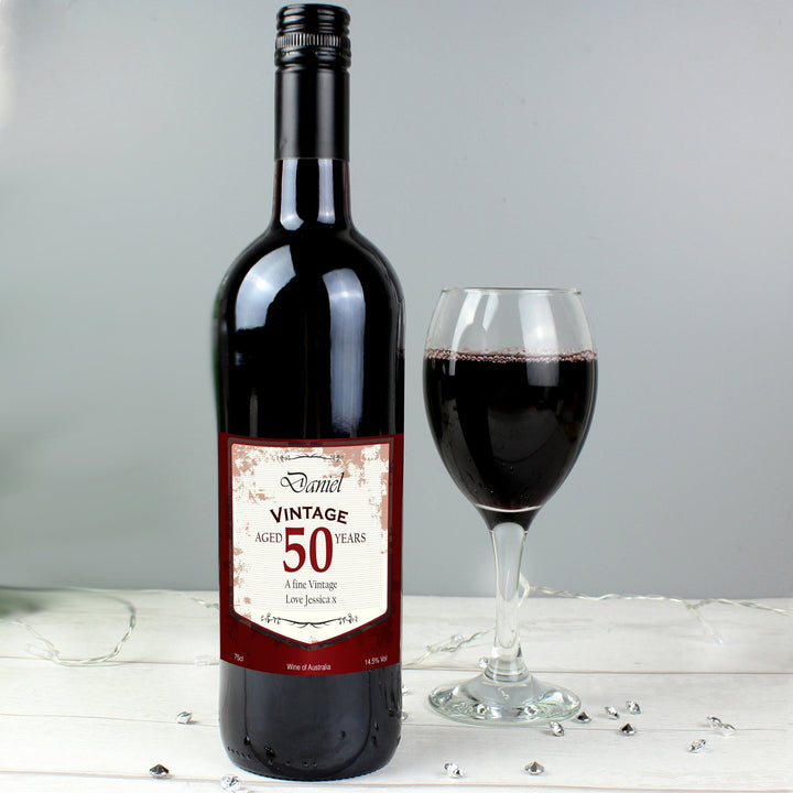 Personalised Red Wine Vintage Age Label with Gift Box