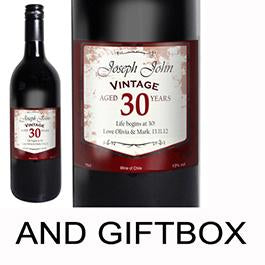 Personalised Red Wine Vintage Age Label with Gift Box