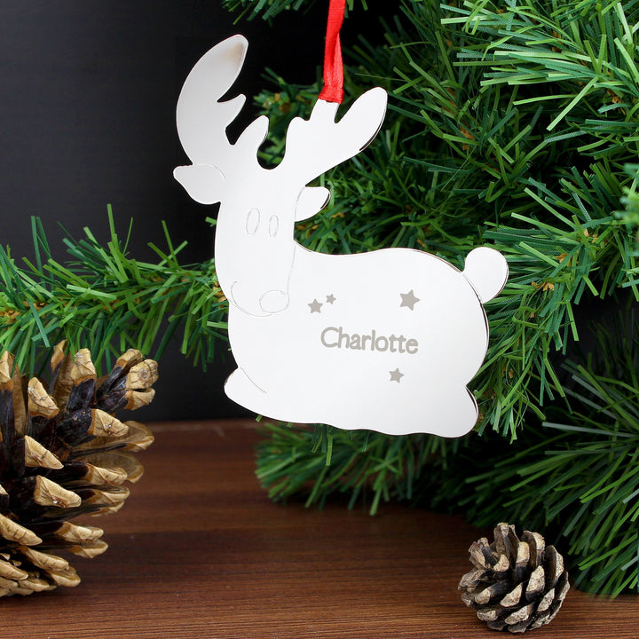 Personalised Reindeer Name Only Tree Decoration