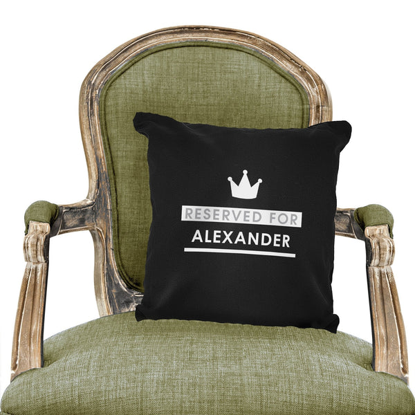 Personalised Reserved For Black Cushion Cover