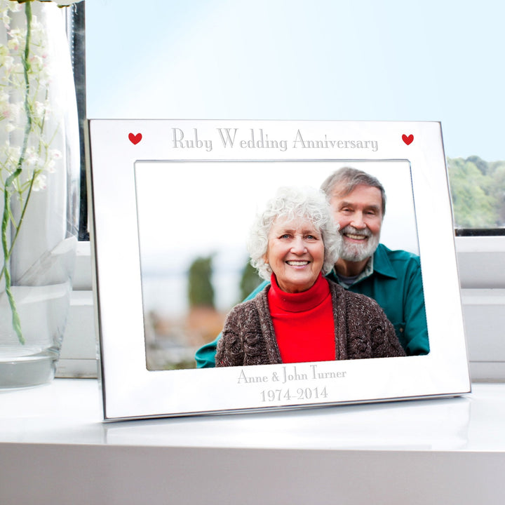 Personalised Silver 7x5 Ruby Anniversary Landscape Photo Frame