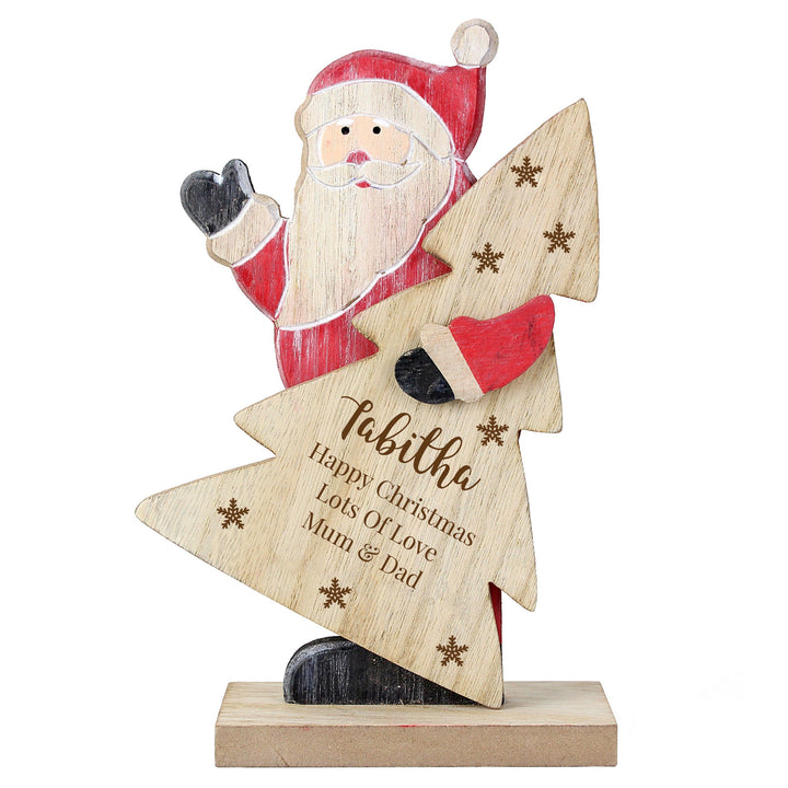 Personalised Snowflake Wooden Santa Decoration
