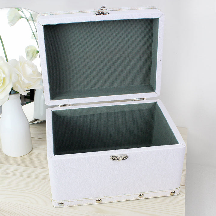 Personalised Soft Watercolour White Leatherette Keepsake Box