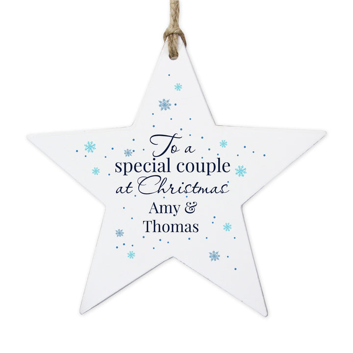 Personalised Special Couple Wooden Star Decoration