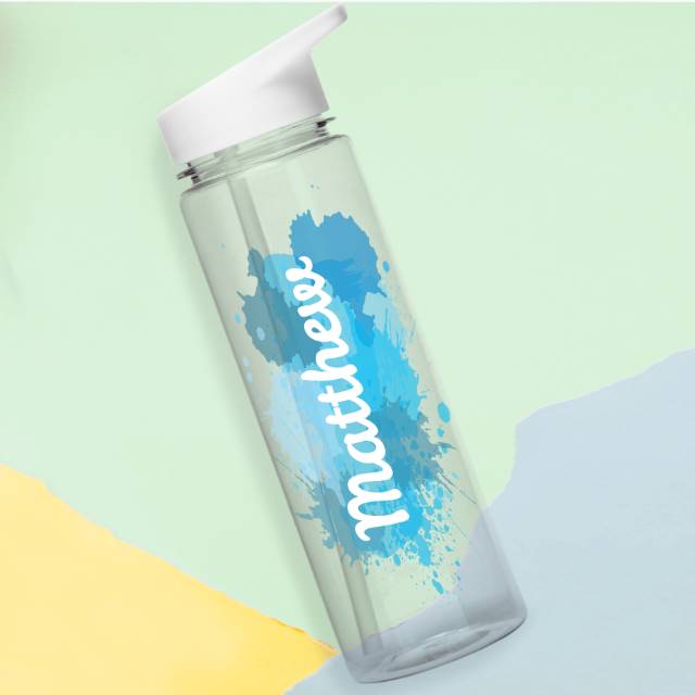 Personalised Splash Water Bottle Blue