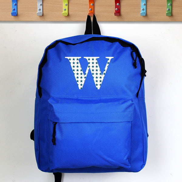 Personalised Star Initial Blue Backpack