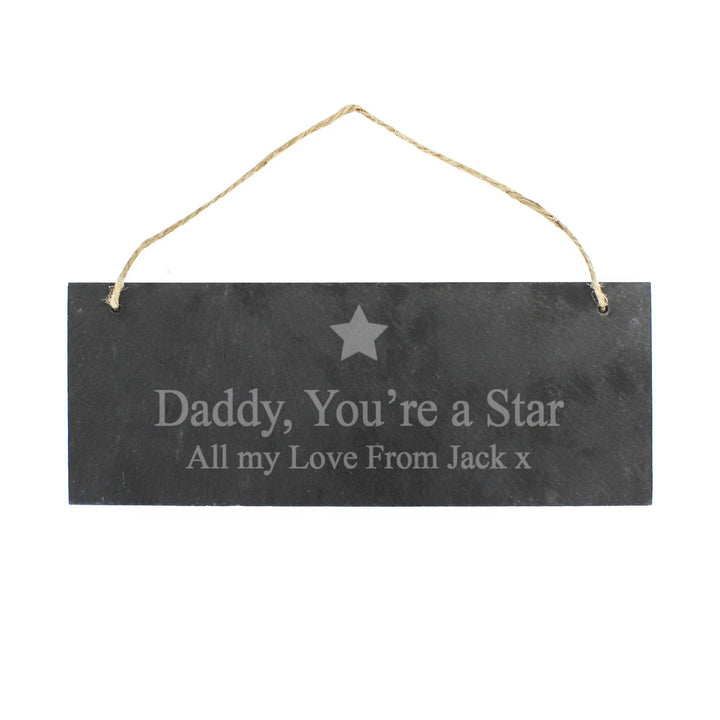 Personalised Star Motif Hanging Slate Plaque