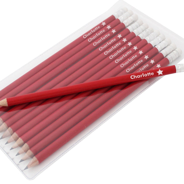 Personalised Star Motif Red Pencils