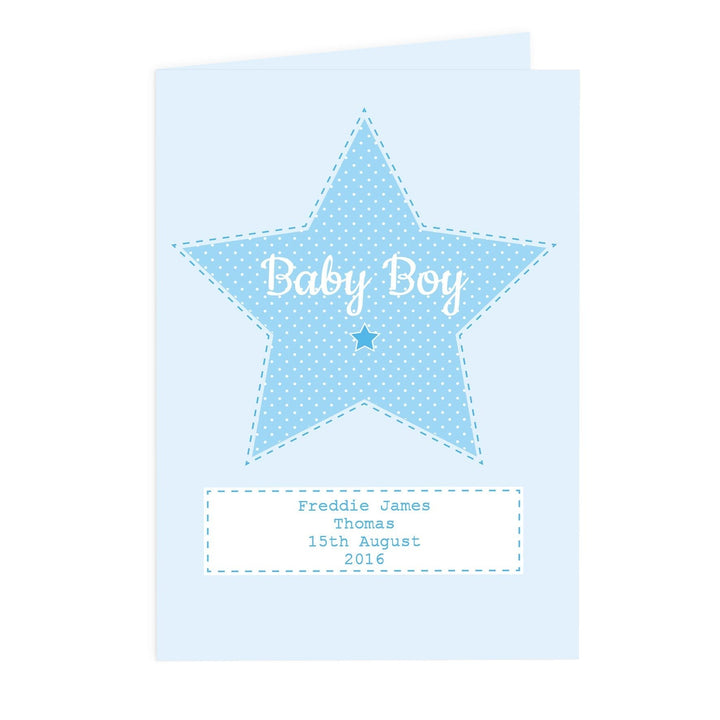 Personalised Star Stitch & Dot Baby Boy Card