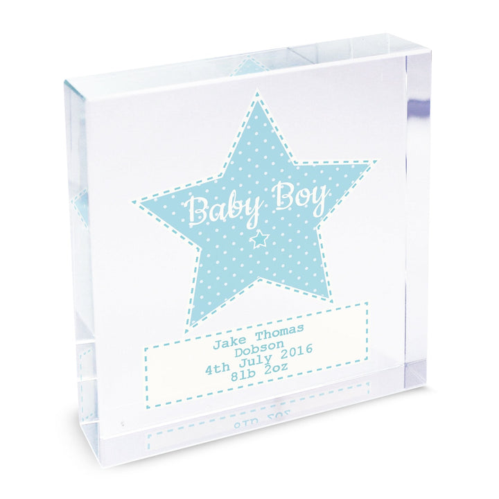 Personalised Stitch & Dot Baby Boy Large Crystal Token