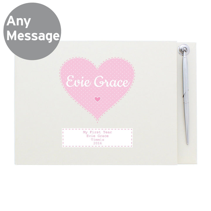 Personalised Stitch & Dot Baby Girl Hardback Guest Book & Pen