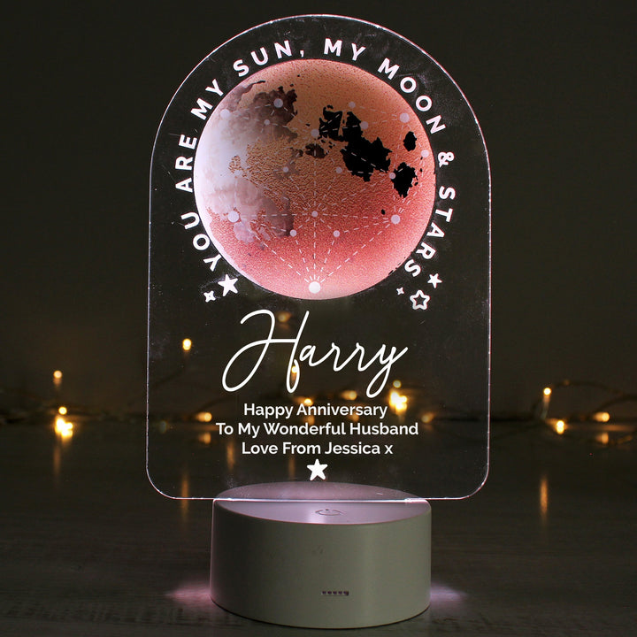 Personalised Sun Moon & Stars LED Colour Changing Night Light