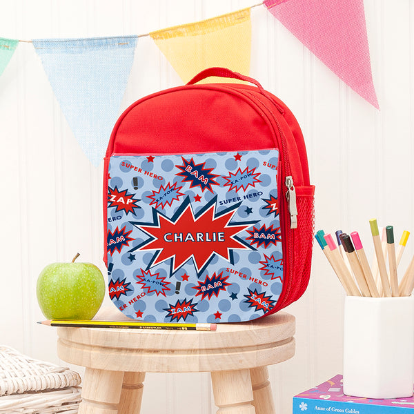 Personalised Superhero Red Lunch Bag