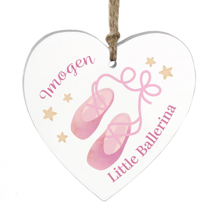 Personalised Swan Lake Ballet Wooden Heart Decoration