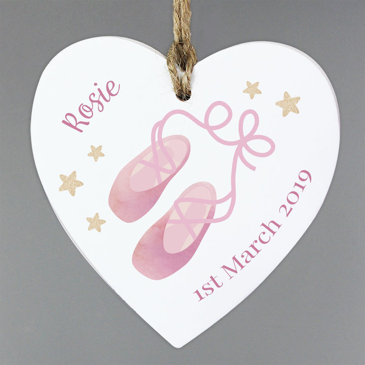 Personalised Swan Lake Ballet Wooden Heart Decoration
