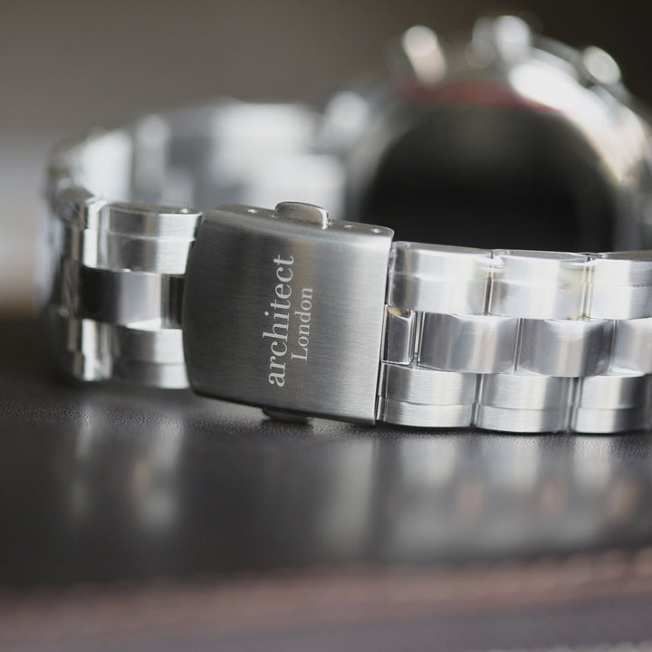 Personalised Swiss Made Men's Architect Endeavour - Modern Font Engraved