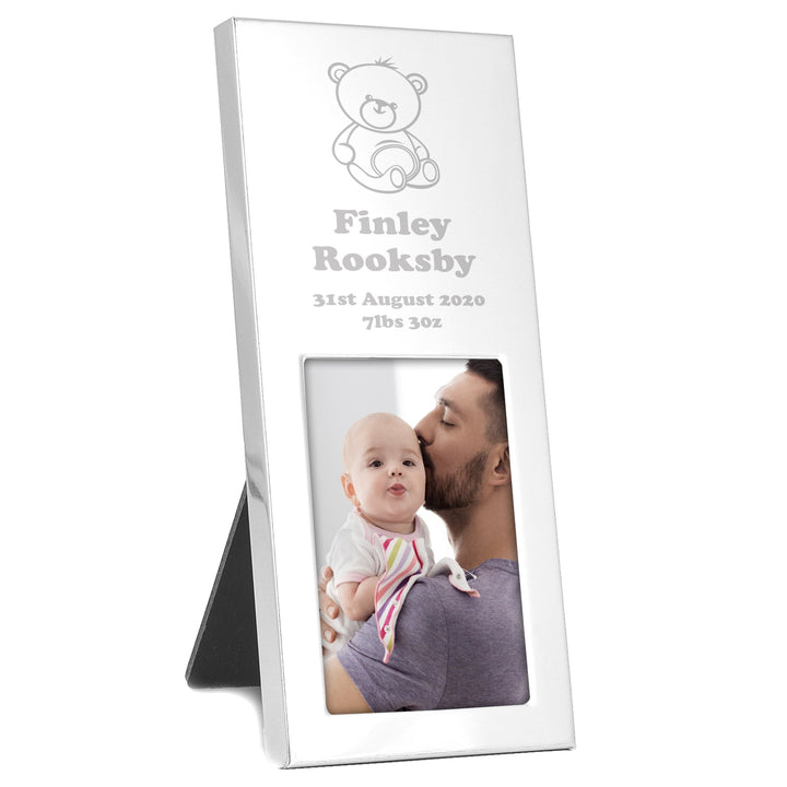 Personalised Teddy Small Silver 2x3 Photo Frame