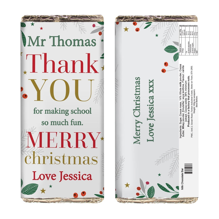 Personalised Thank You Milk Chocolate Bar