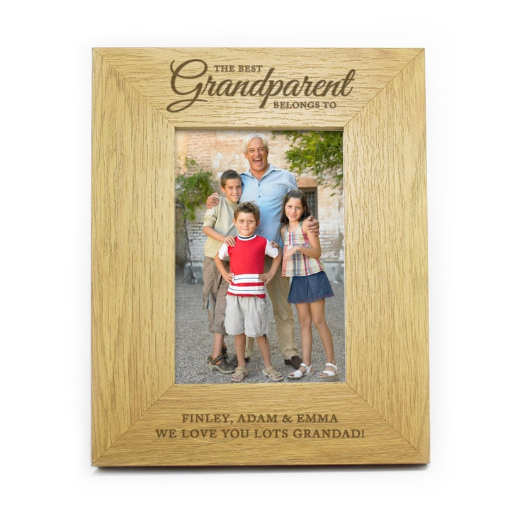 Personalised "The Best Grandparent" 4x6 Oak Finish Photo Frame