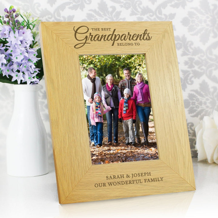Personalised "The Best Grandparents"4x6 Oak Finish Photo Frame