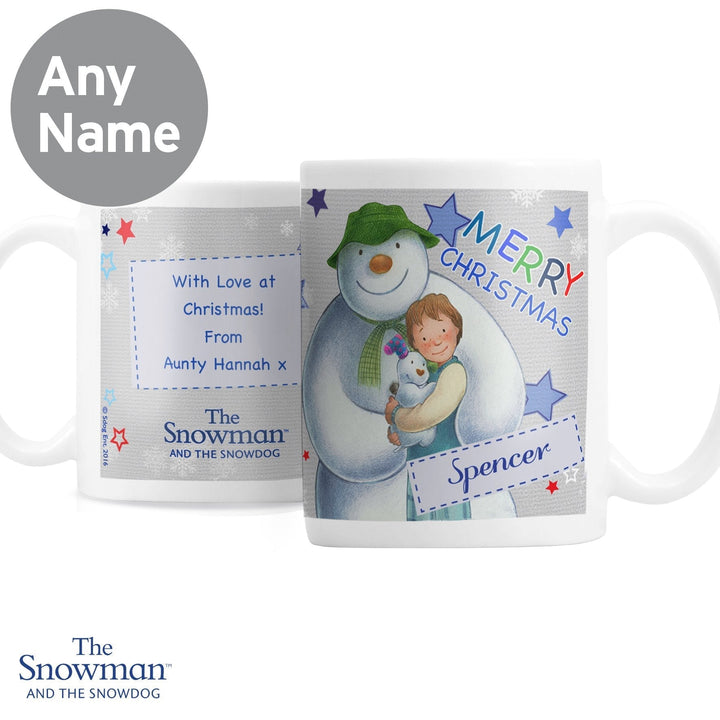 Personalised The Snowman and the Snowdog Blue Mug
