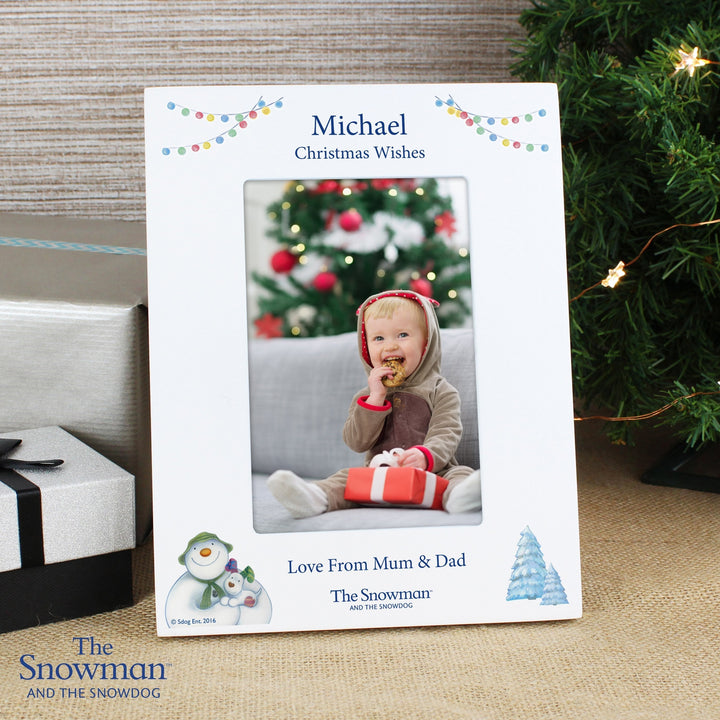 Personalised The Snowman and the Snowdog White 4x6 Photo Frame