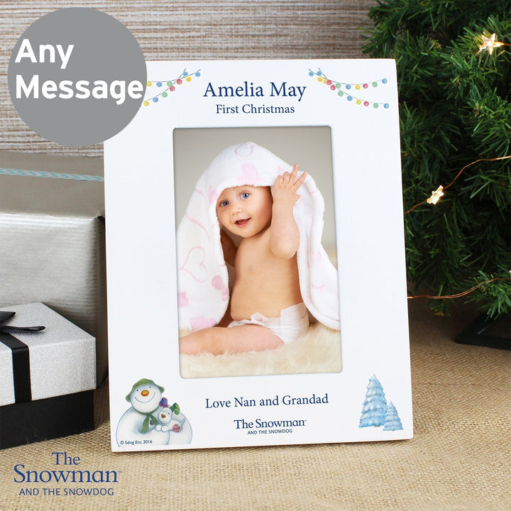 Personalised The Snowman and the Snowdog White 4x6 Photo Frame