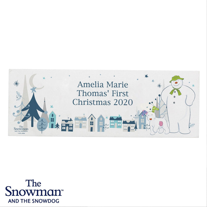 Personalised The Snowman and the Snowdog Wooden Block Sign