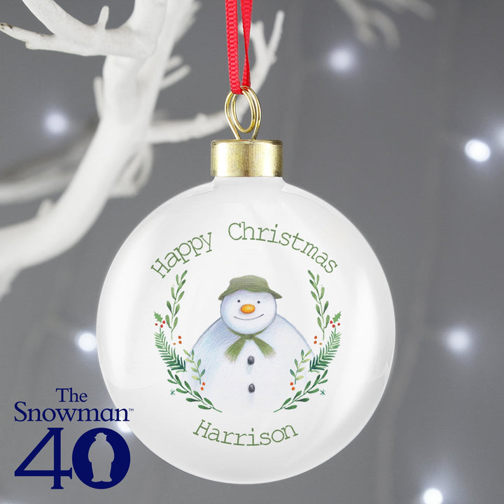 Personalised The Snowman Winter Garden Bauble
