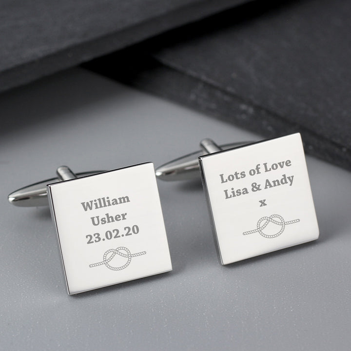 Personalised Tie the Knot Square Cufflinks